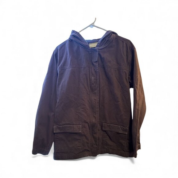 Blasport Womens Petite Hooded Brown Cotton Jacket With Front Pockets & Full Velc - Picture 3 of 4